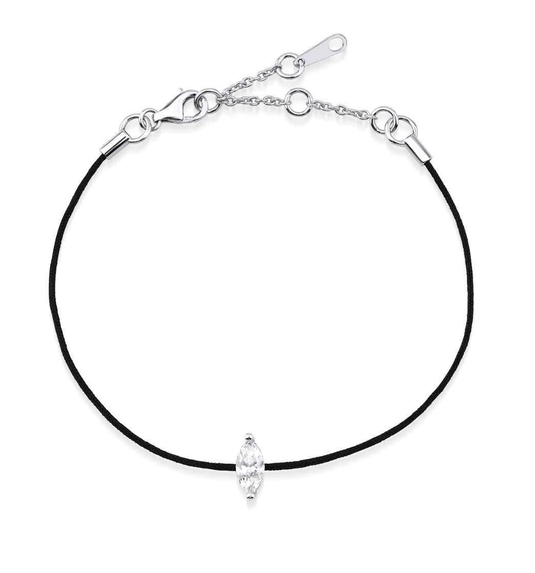 MARQUISE DIAMOND BLACK CORD BRACELET