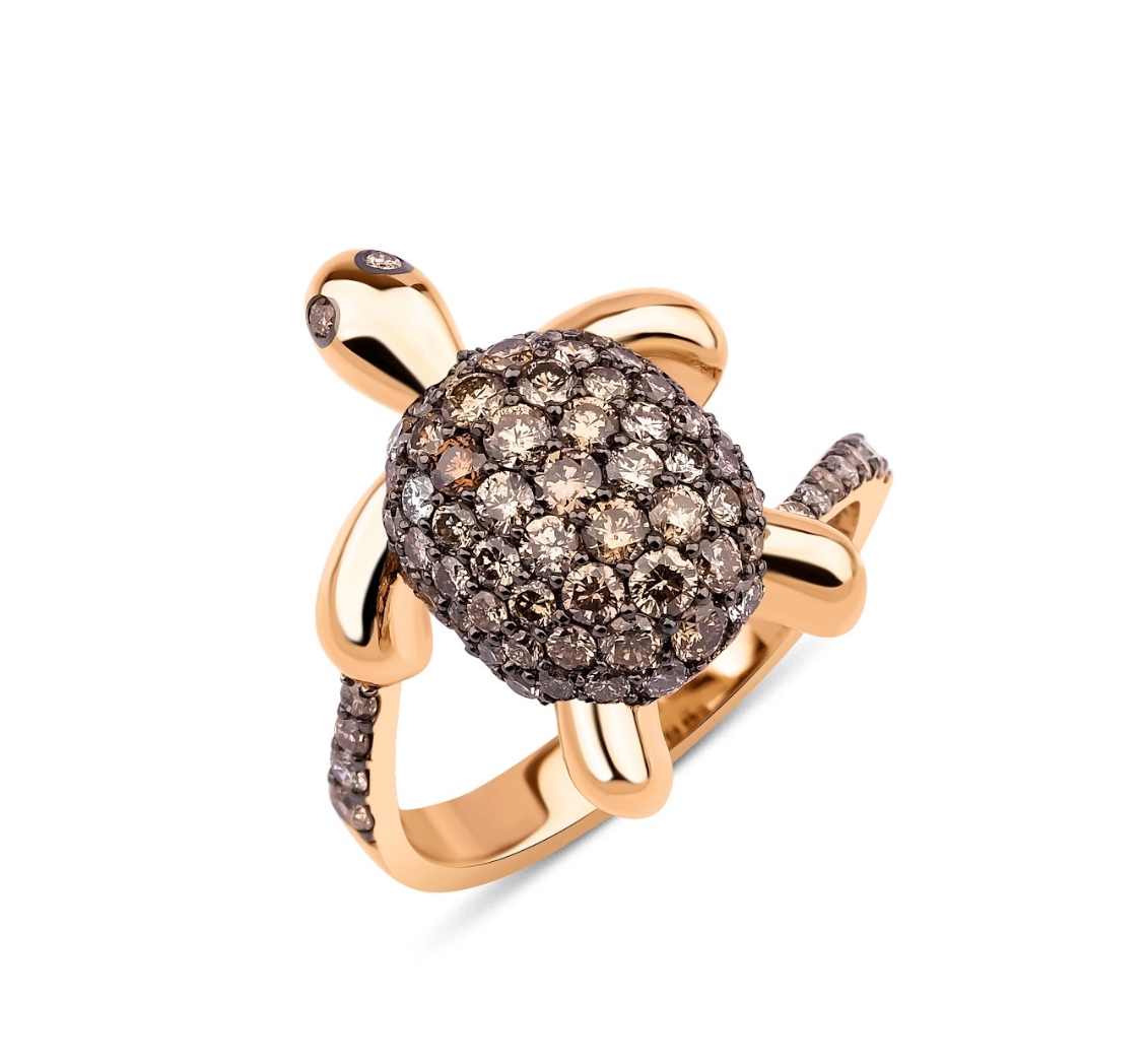 CHAMPAGNE DIAMOND TURTLE RING