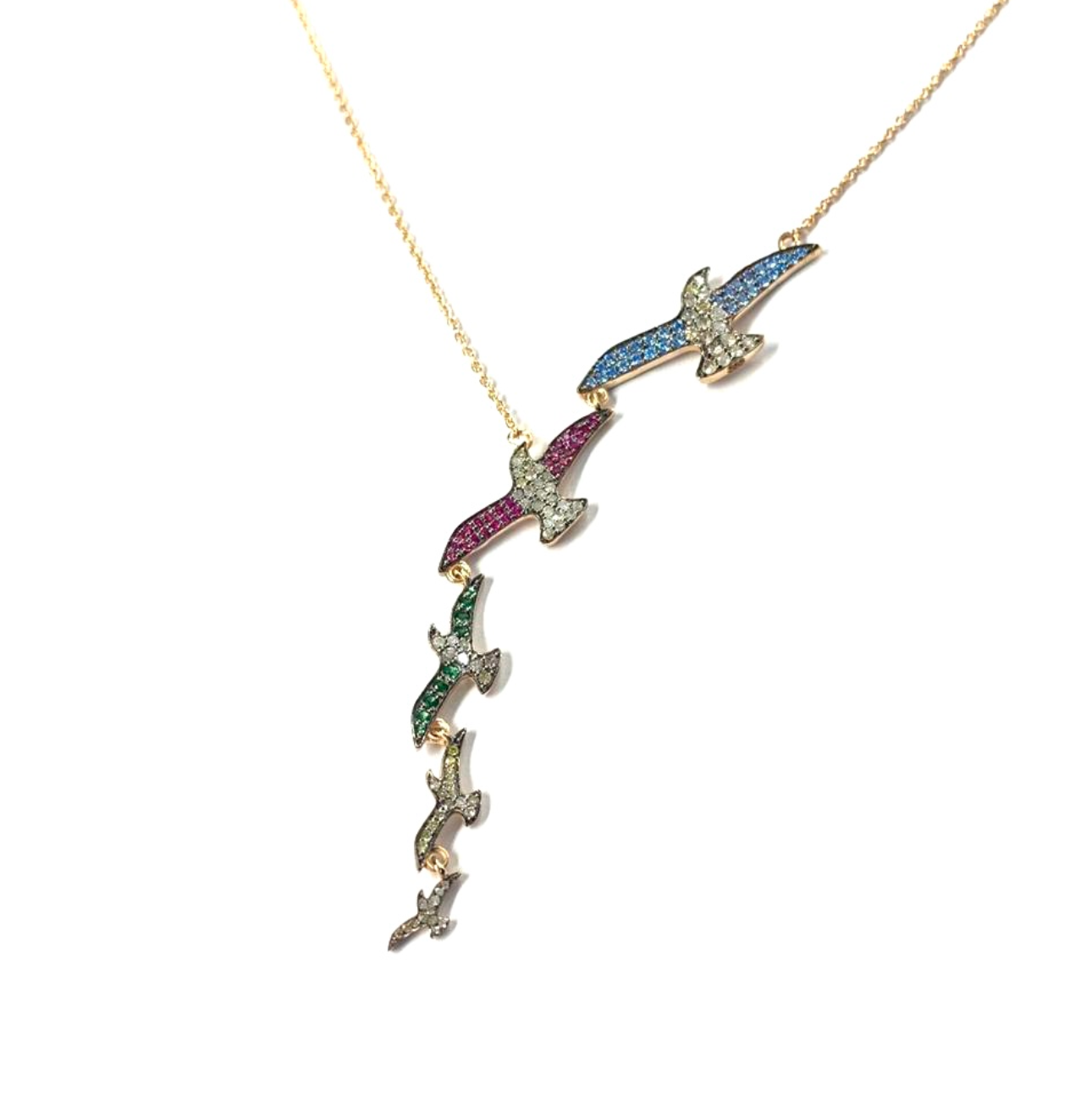 MULTI-COLOR TOPAZ BIRD NECKLACE