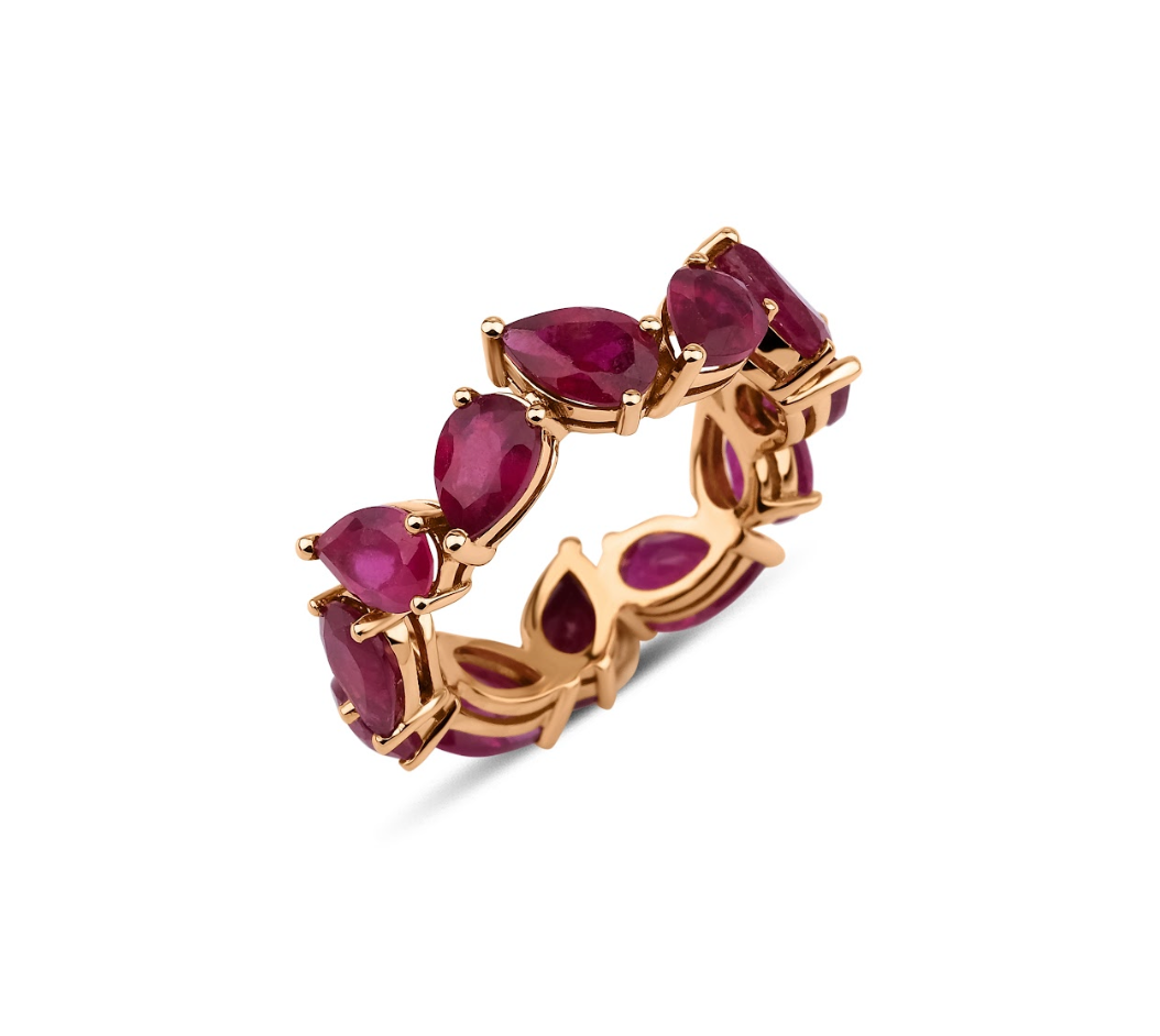 PEAR RUBY ETERNITY RING
