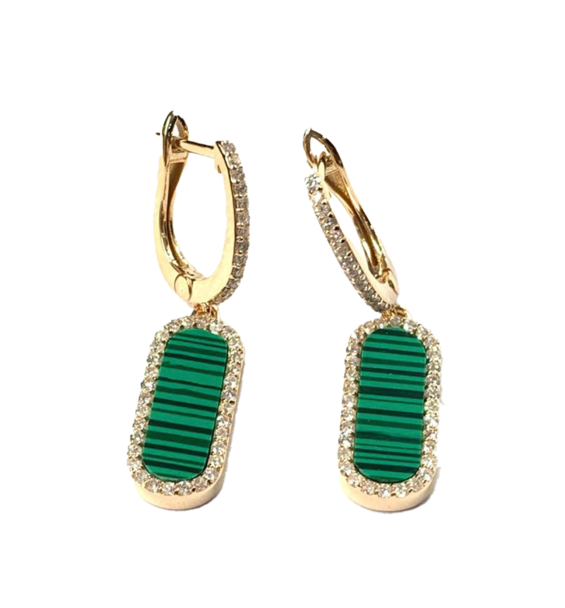 MALACHITE DIAMOND DROP EARRINGS