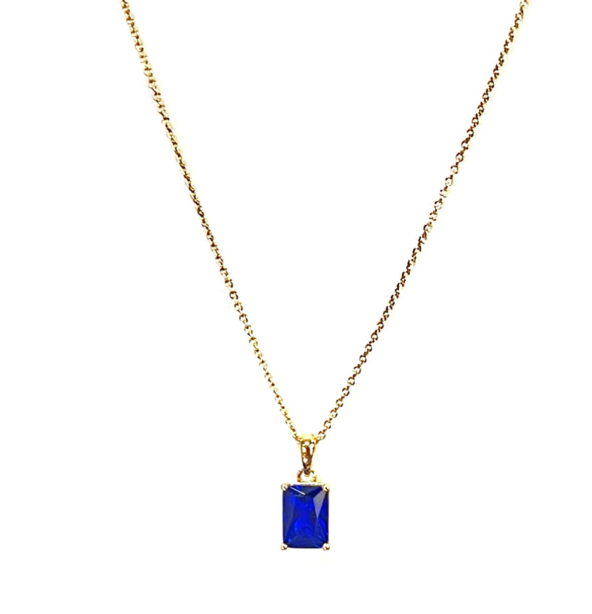 OCTAGON DARK BLUE TOPAZ NECKLACE