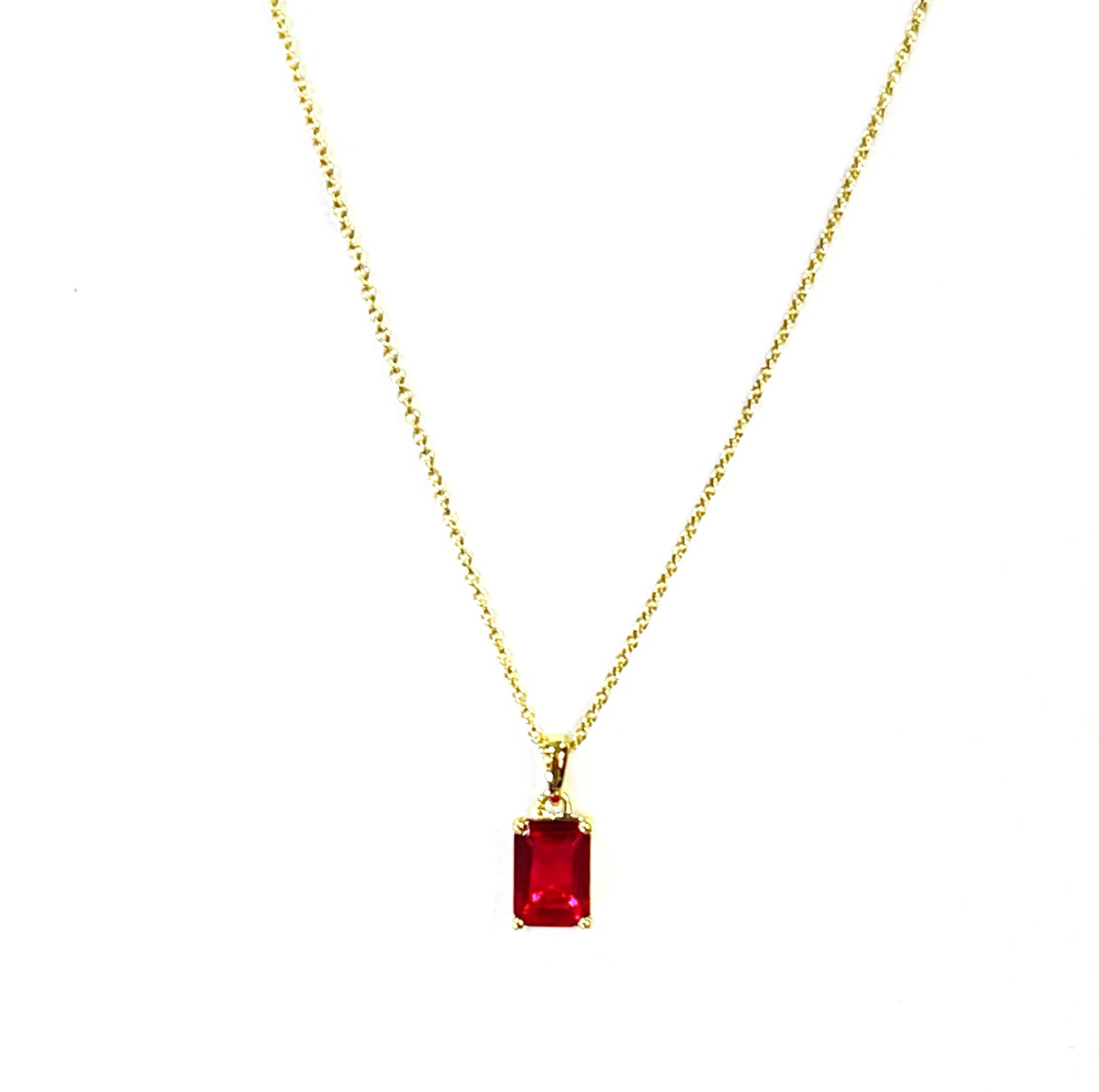 OCTAGON RED TOPAZ NECKLACE