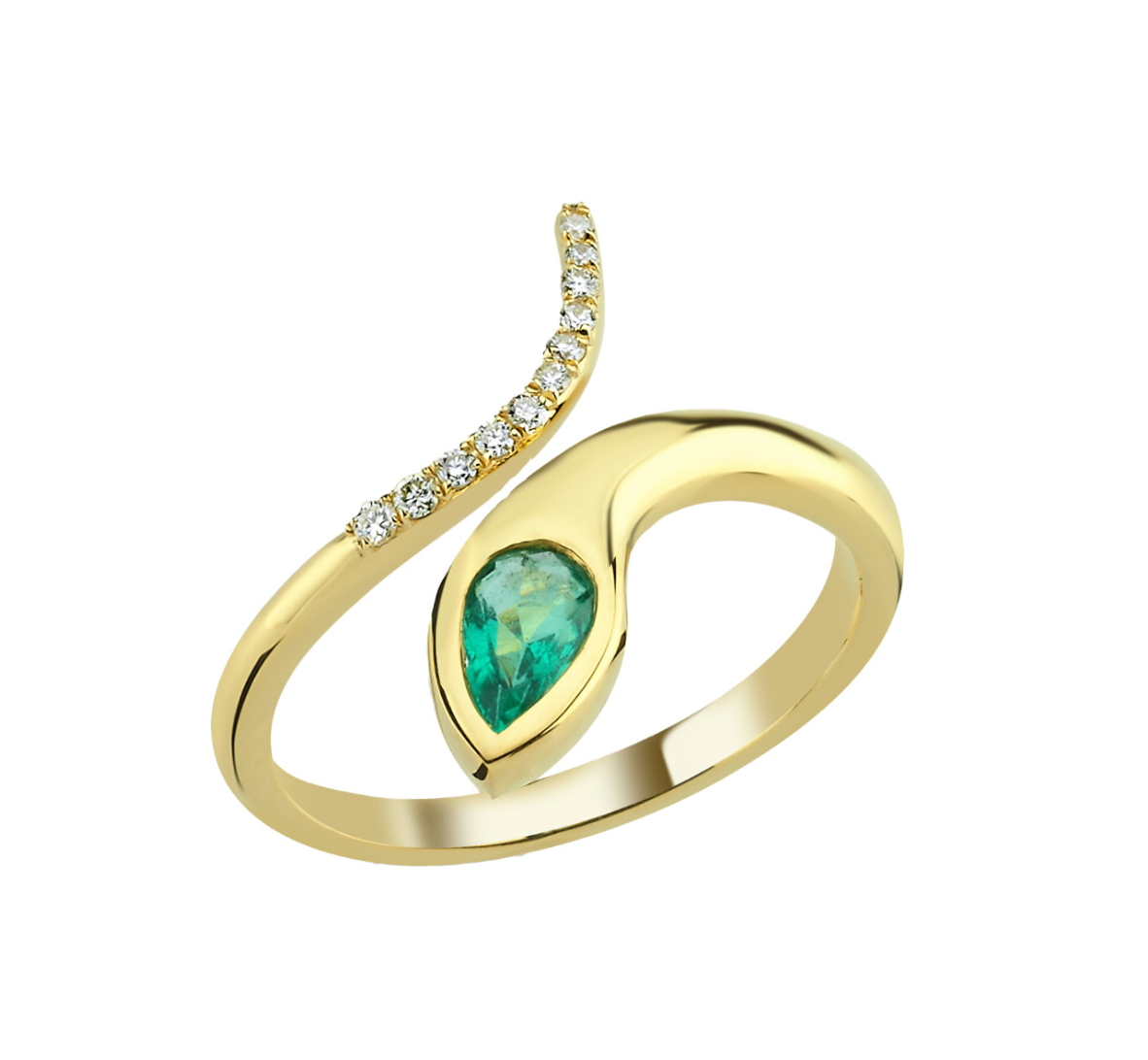 EMERALD SNAKE DIAMOND RING