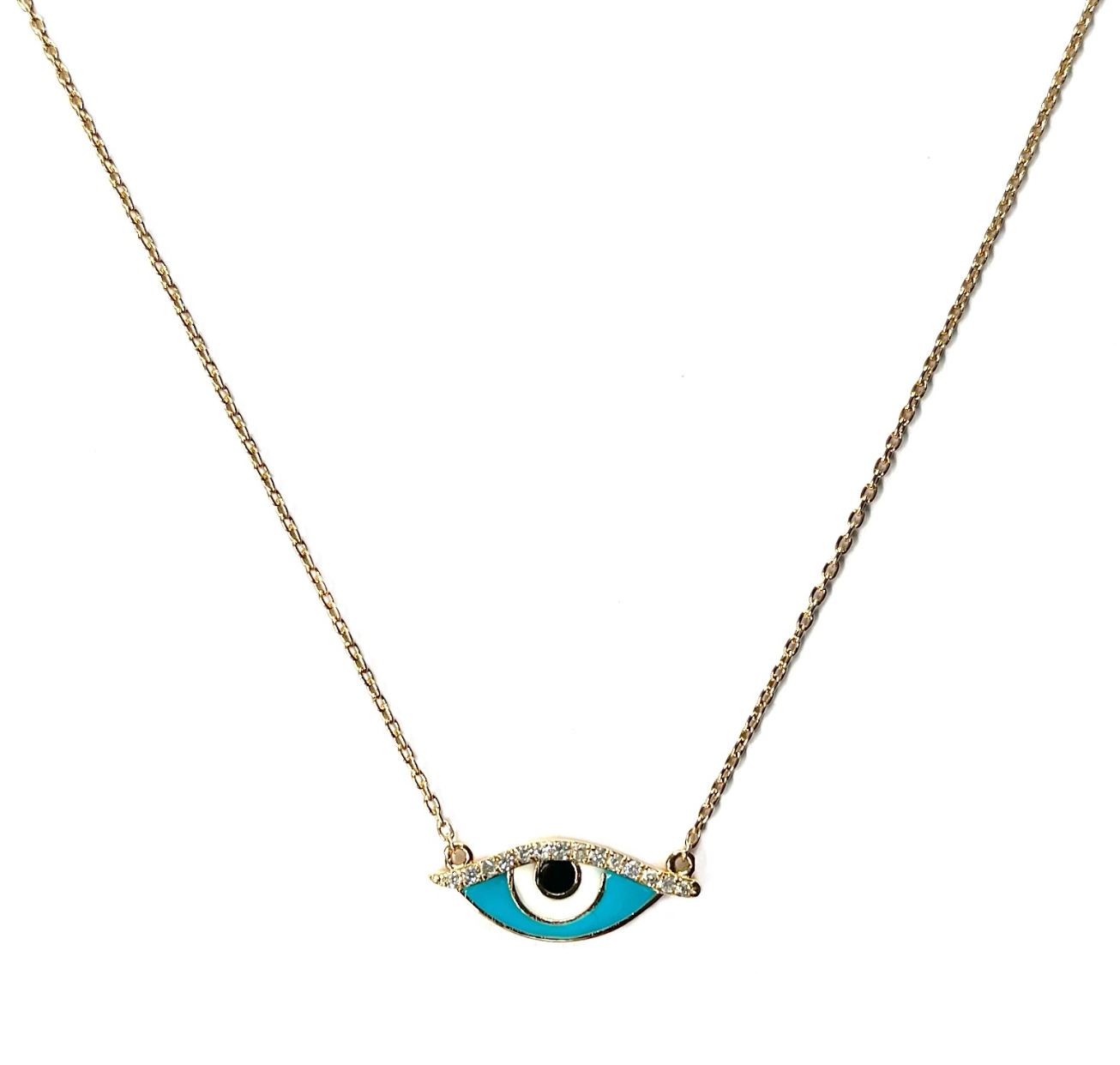 MARQUISE ENAMEL EVIL EYE NECKLACE