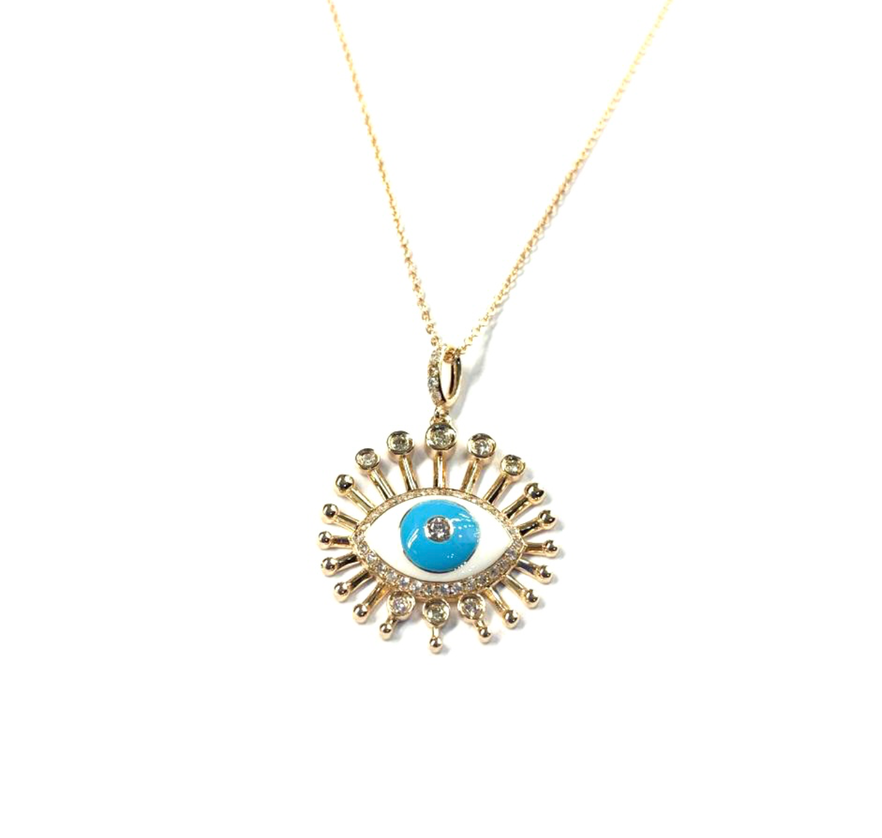 CHUBBY ENAMEL EYE DIAMOND NECKLACE