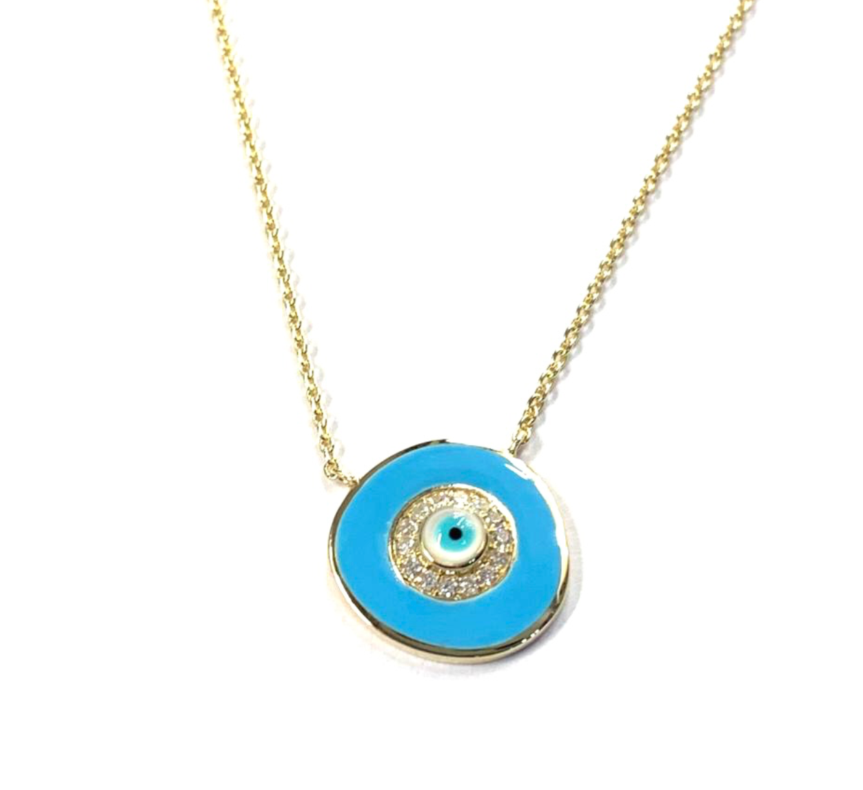 BLUE ENAMEL EYE NECKLACE