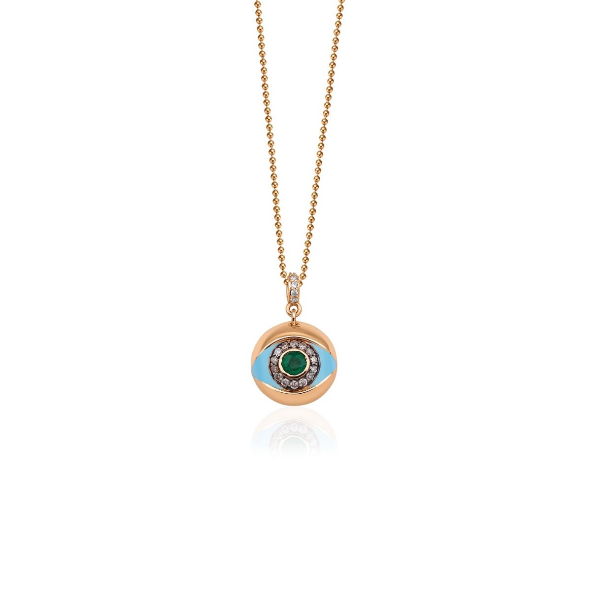 ENAMEL EMERALD EYE NECKLACE