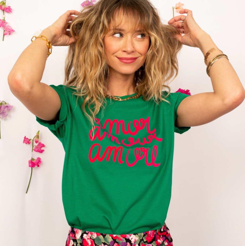 T-shirt Vert Amor Amour Amore