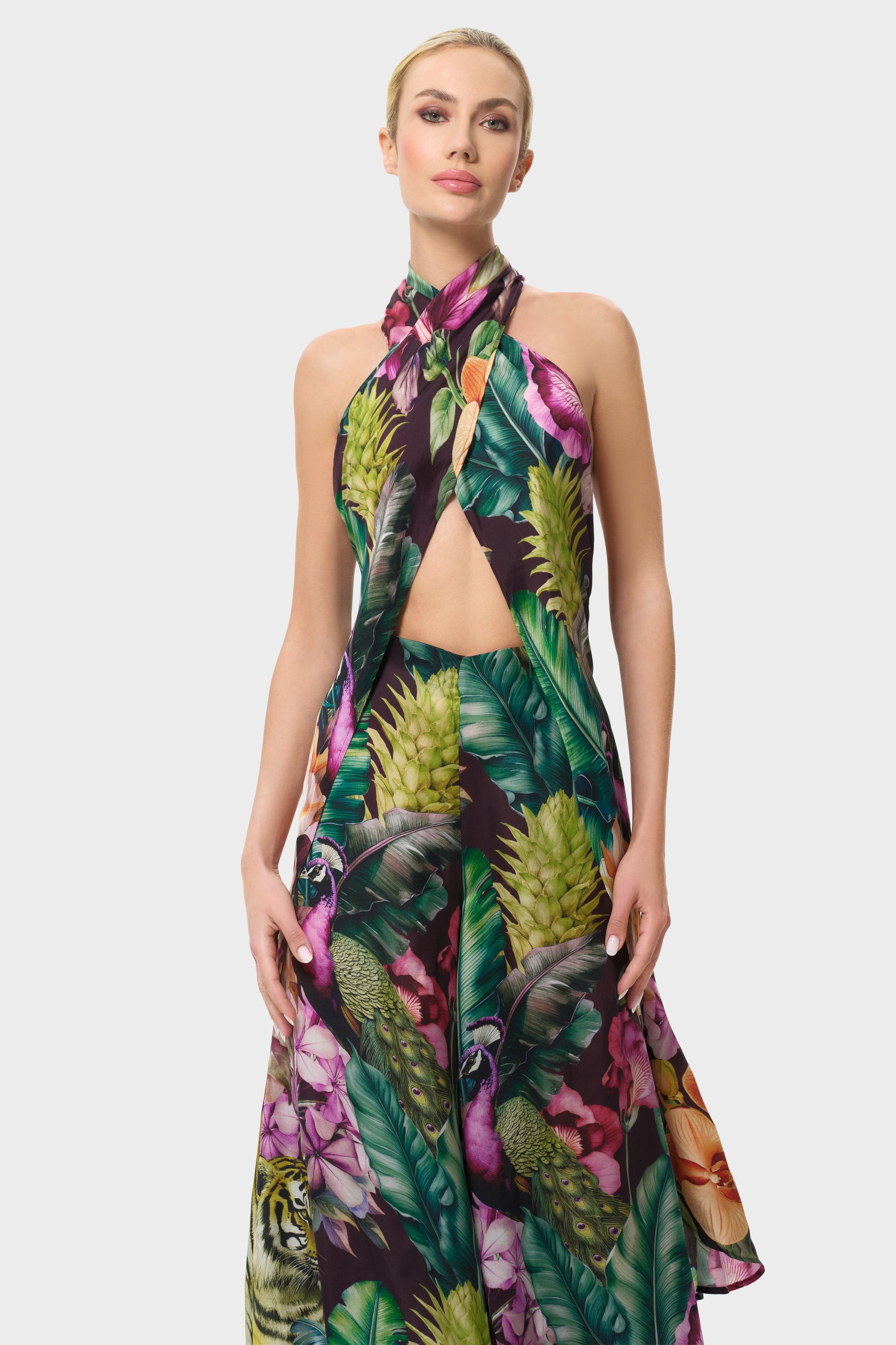 Farrah Calypso Liz Cross Halter Top-niLuu