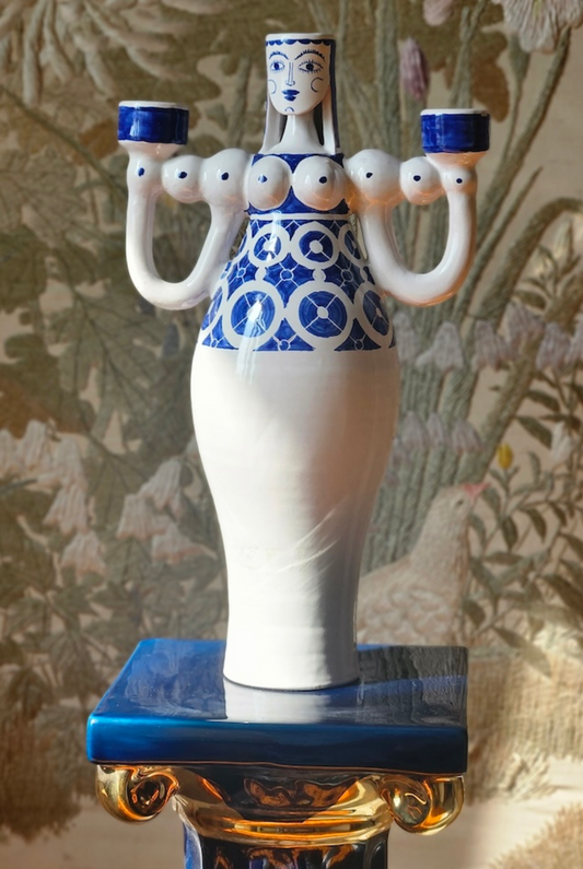 AN ITALIAN HERITAGE CERAMIC CANDLE HOLDER