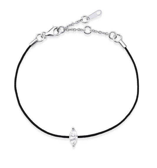 MARQUISE DIAMOND BLACK CORD BRACELET