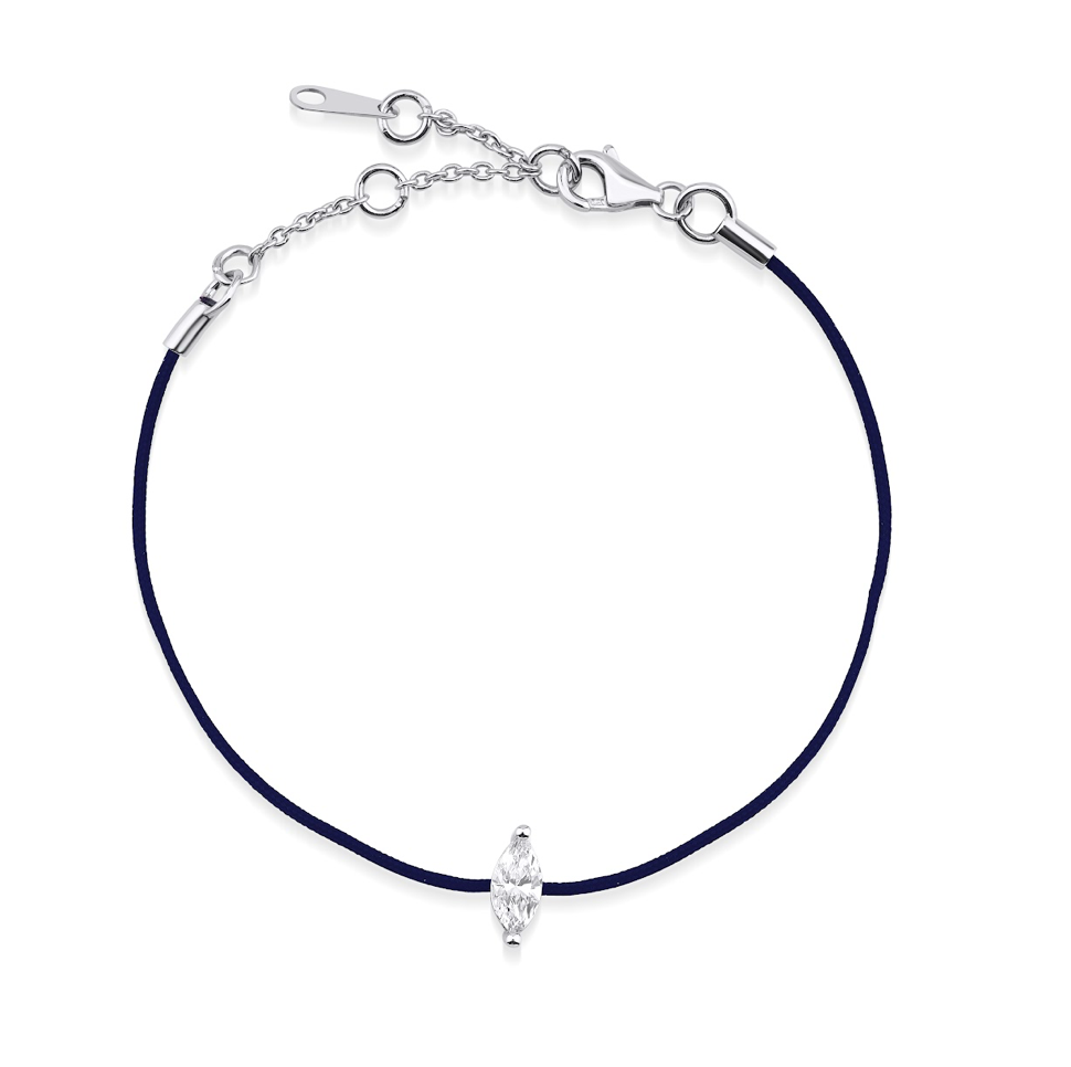 MARQUISE DIAMOND BLUE CORD BRACELET