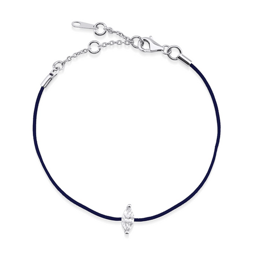 MARQUISE DIAMOND BLUE CORD BRACELET