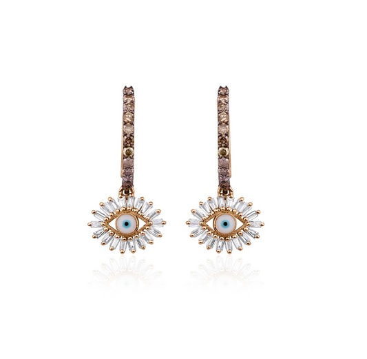 DIAMOND EYE DROP HUGGIE EARRINGS