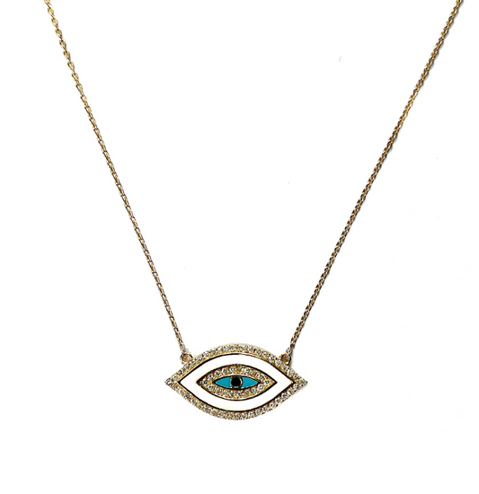 MARQUISE ENAMEL EYE NECKLACE