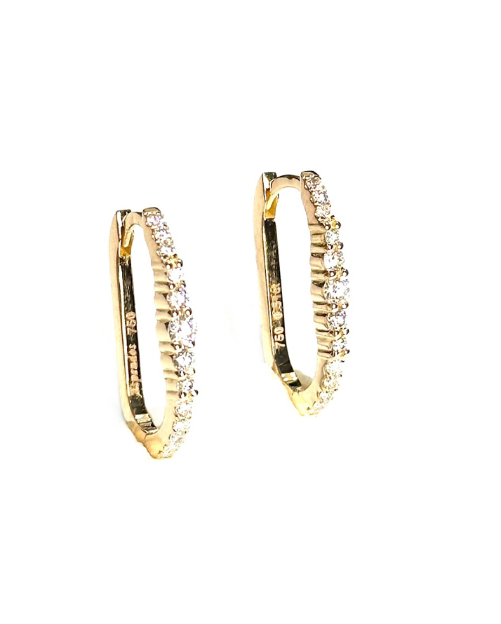 DIAMOND RECTANGLE HUGGIE EARRINGS