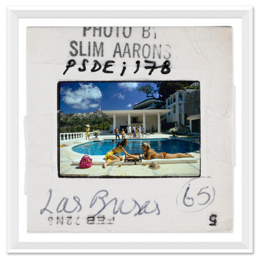 "POOLSIDE BACKGAMMON - SLIDE", SLIM AARONS, FEBRUARY 1, 1972