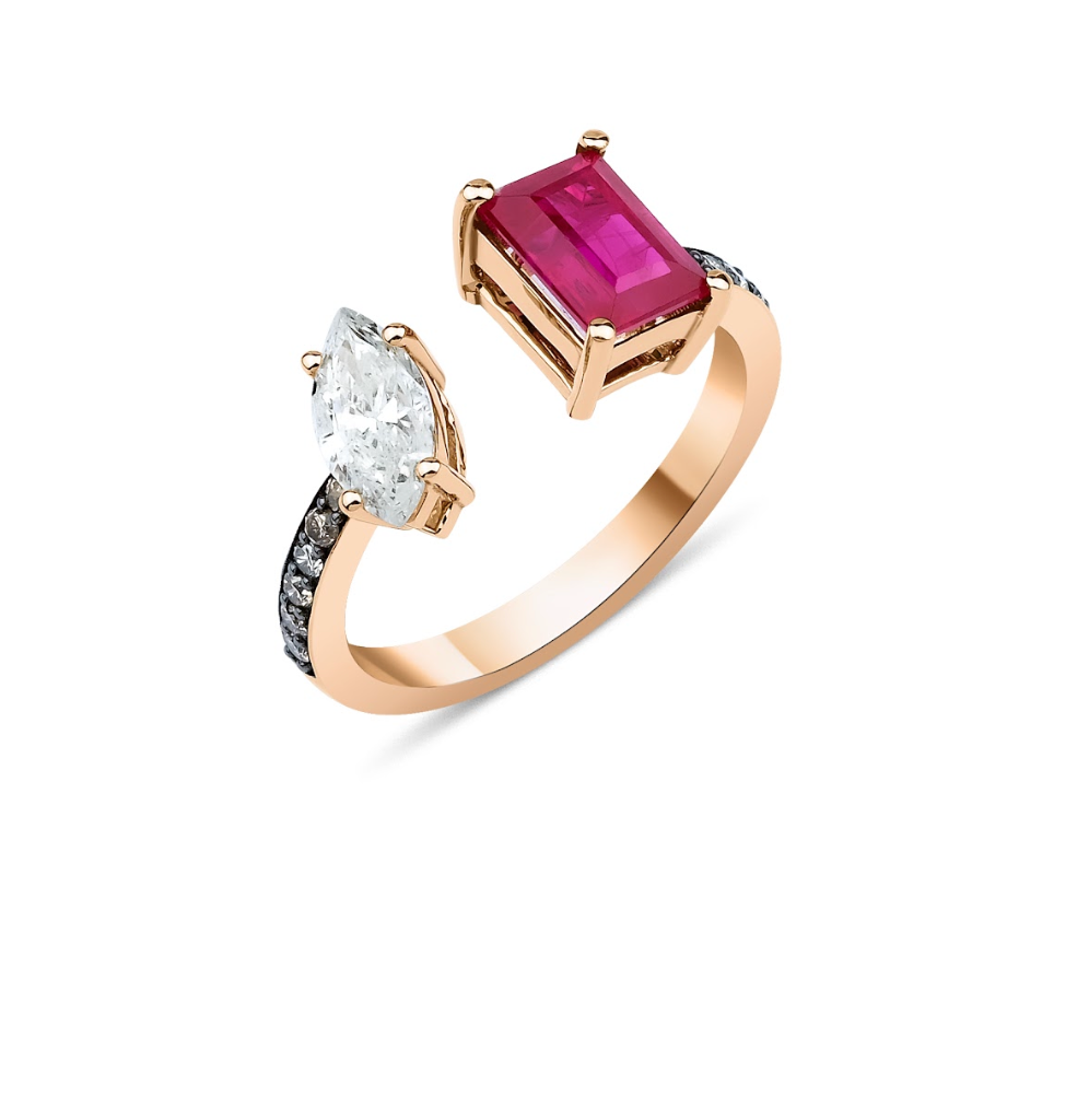 RUBY DIAMOND OPEN RING