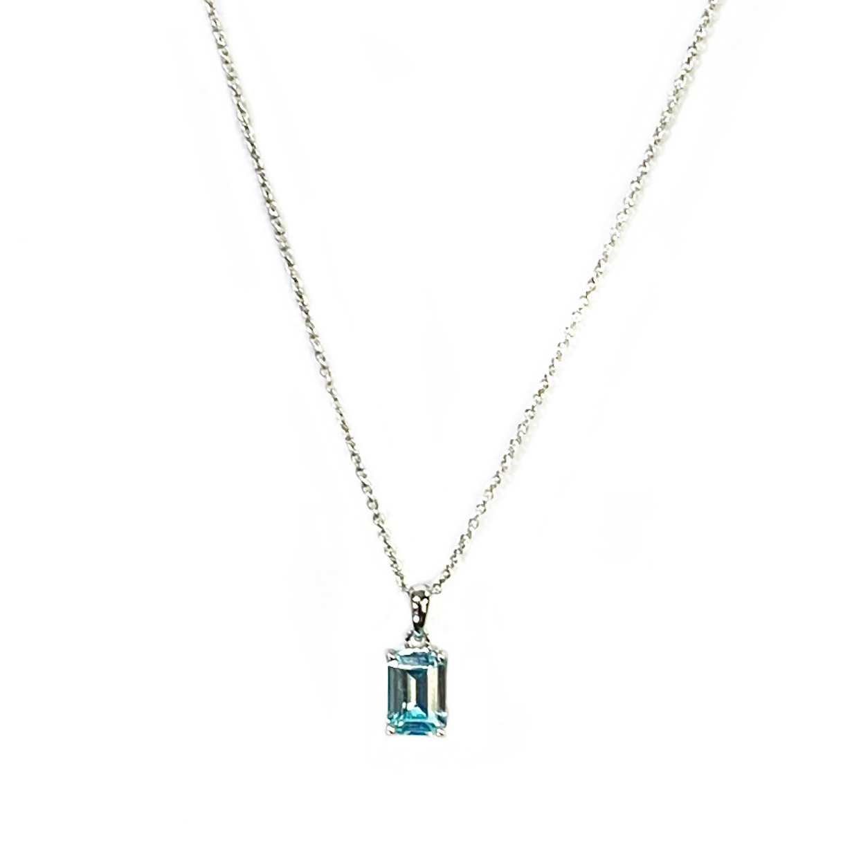 OCTAGON BLUE TOPAZ NECKLACE