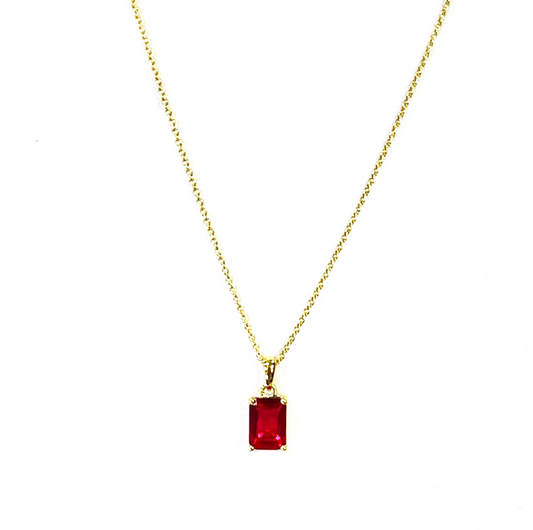 OCTAGON RED TOPAZ NECKLACE