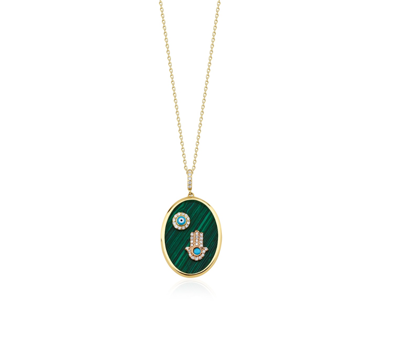 MALACHITE EYE HAMSA NECKLACE