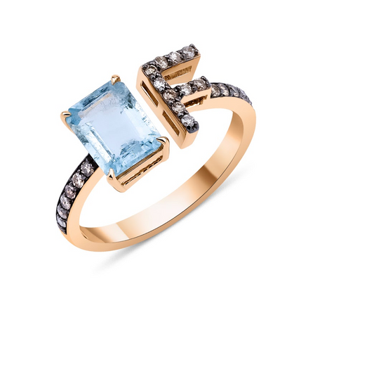 OCTAGON AQUAMARINE F OPEN RING