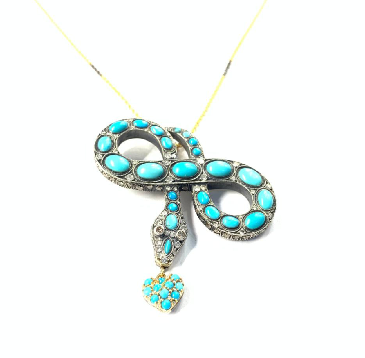 TURQUOISE DIAMOND SNAKE NECKLACE