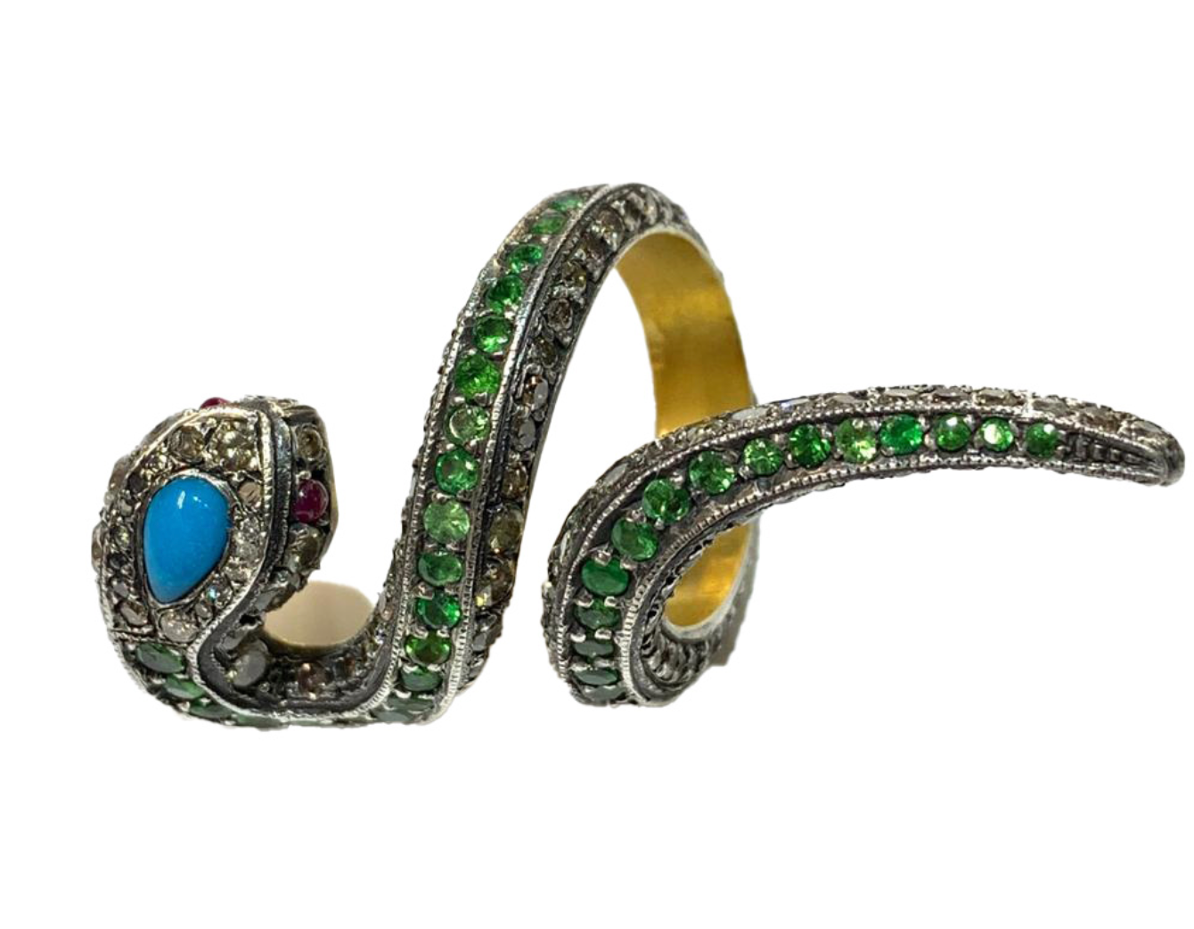 TSAVORITE SNAKE RING