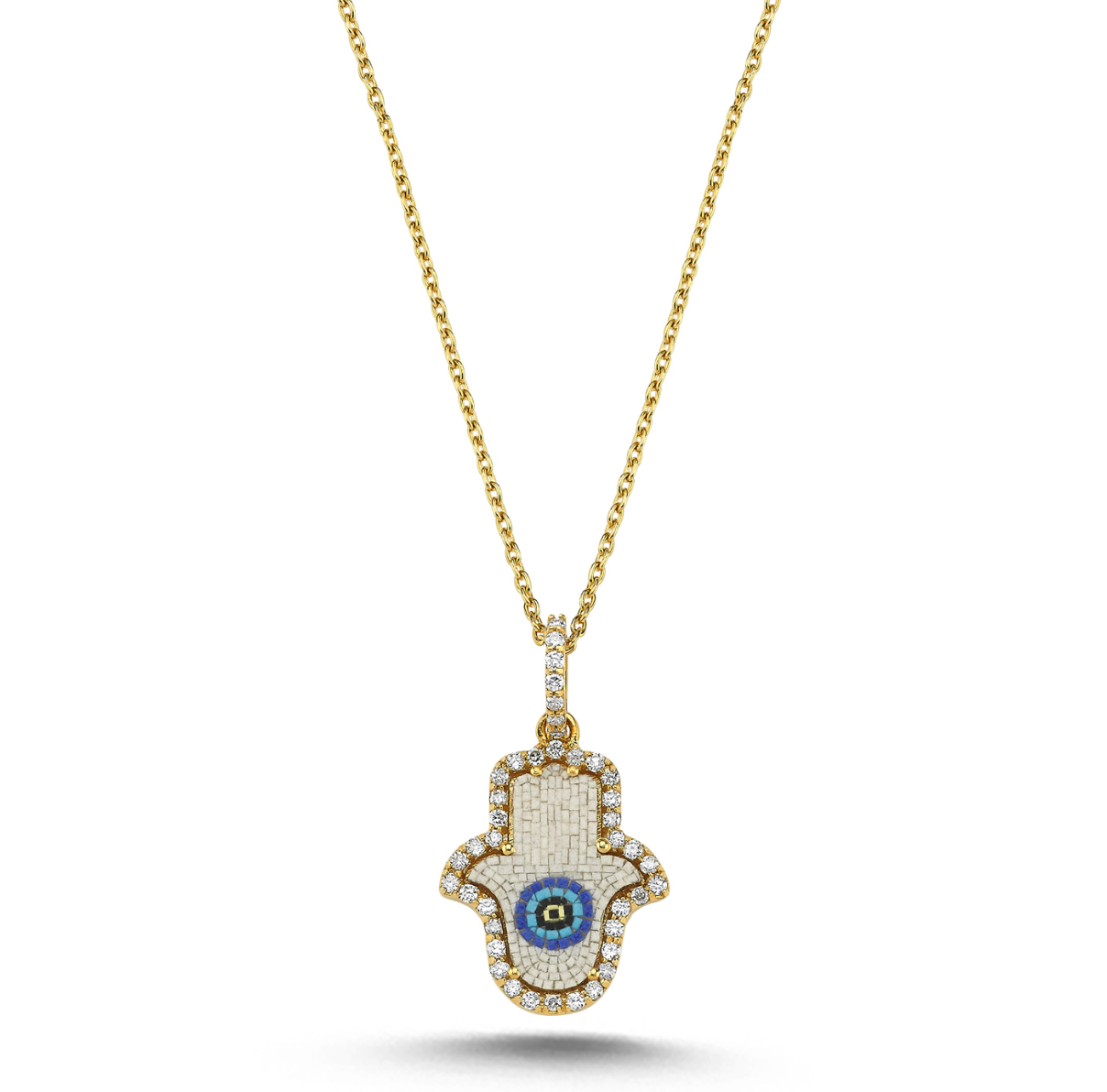 MICROMOSAIC HAMSA NECKLACE