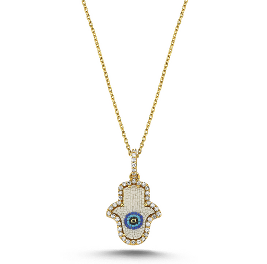 MICROMOSAIC HAMSA NECKLACE