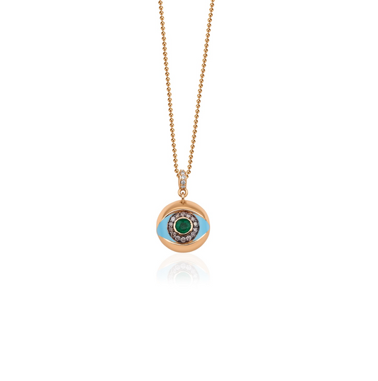 ENAMEL EMERALD EYE NECKLACE