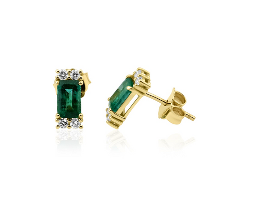 EMERALD DIAMOND STUD EARRINGS
