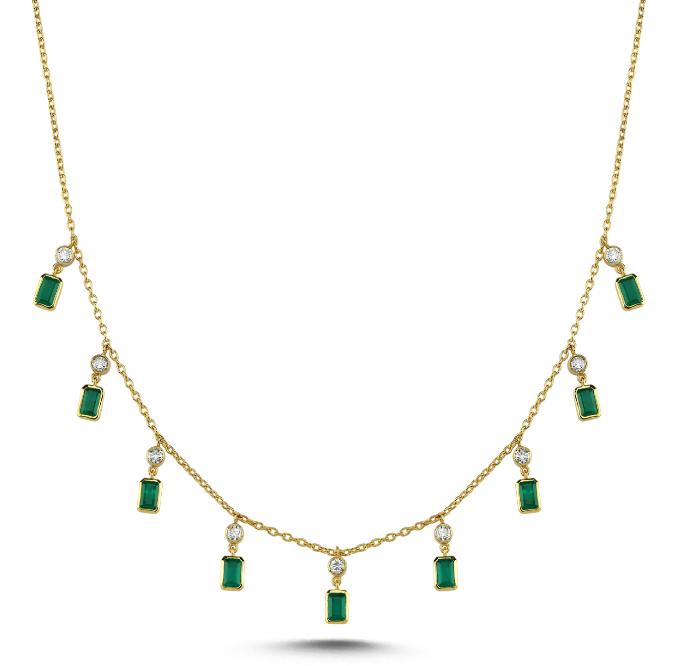 EMERALD DIAMOND SHAKER NECKLACE