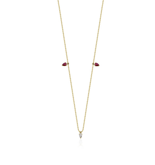 PEAR RUBY DIAMOND NECKLACE