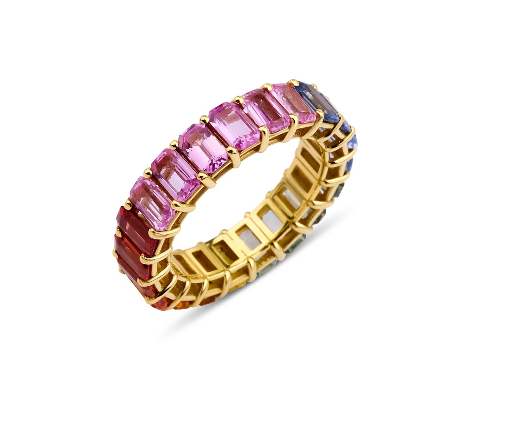 MULTI-COLOR SAPPHIRE ETERNITY RING