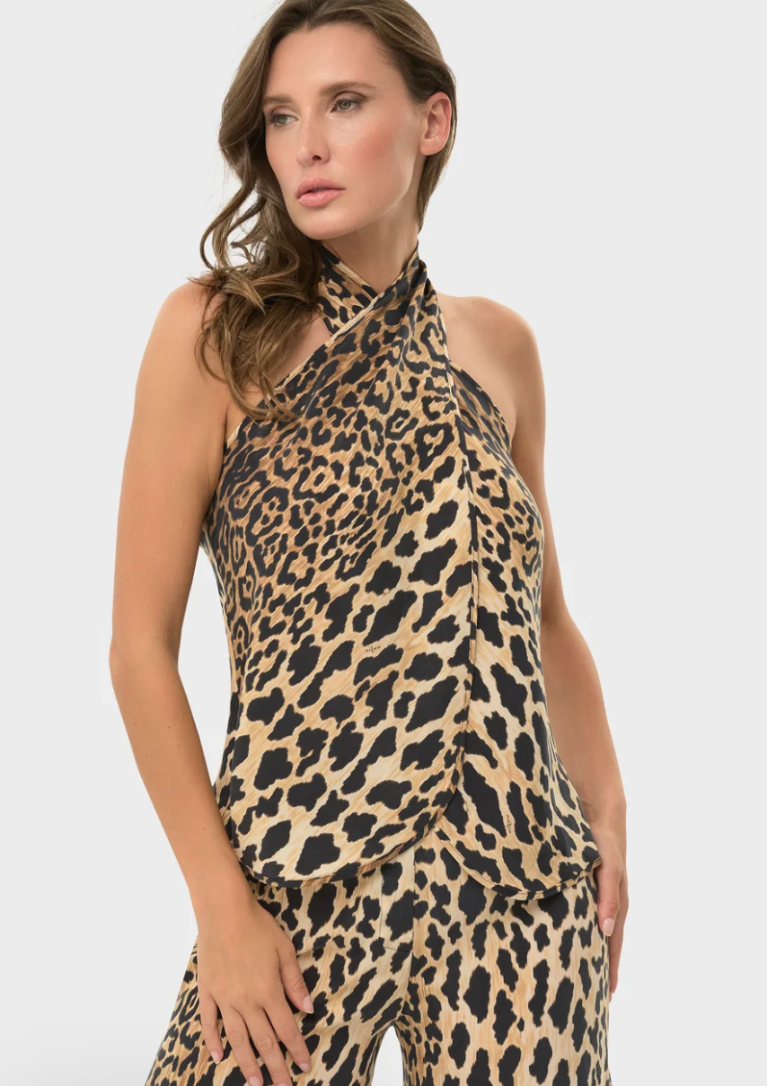Leo Mystique Cross Halter Top