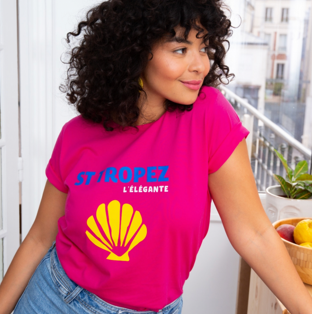 T-Shirt Fuchsia St Tropez by LesFutiles