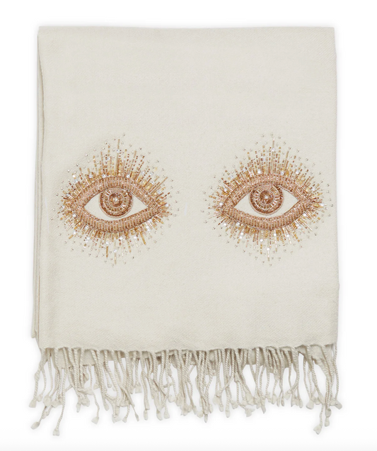 Muse Eyes Embellished Throw in White