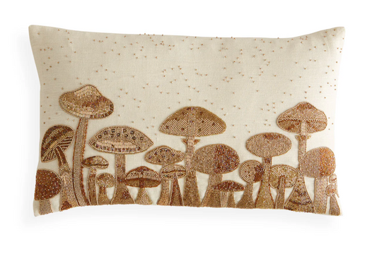 Mushroom Field Beaded Pillow