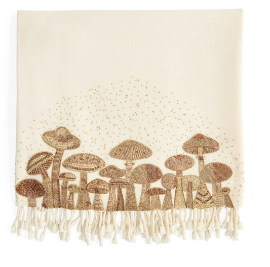 Mushrooms Embellished Throw