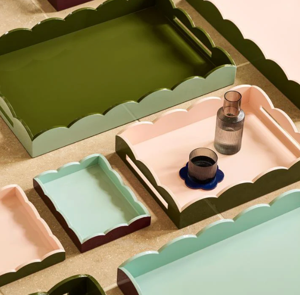 Lacquered Scallop Ottoman Two-Tone Tray/Large